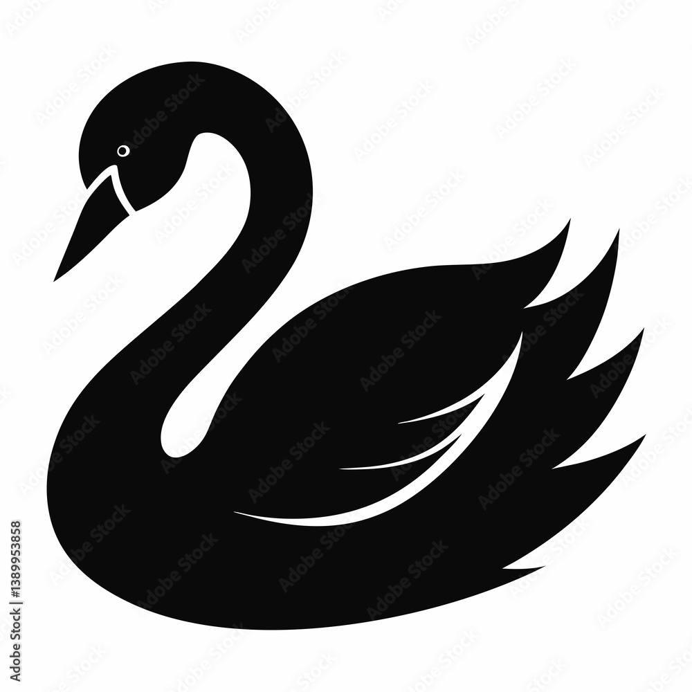 Obraz premium Stylish Black Swan Graphic Vector