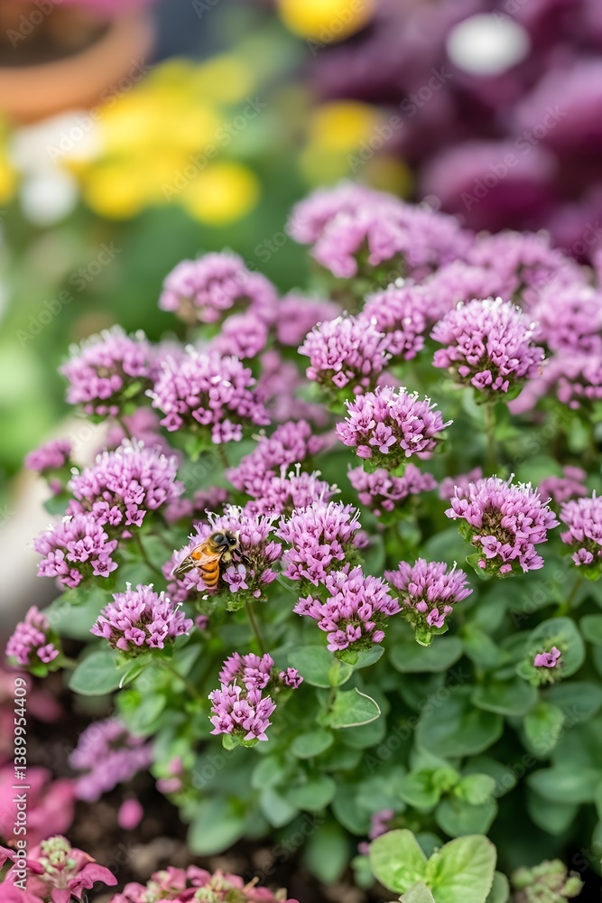 Vibrant Purple Flowers with Bee Close Up Nature Photography Vibrant Purple Flowers with Bee Close Up Nature Photography
