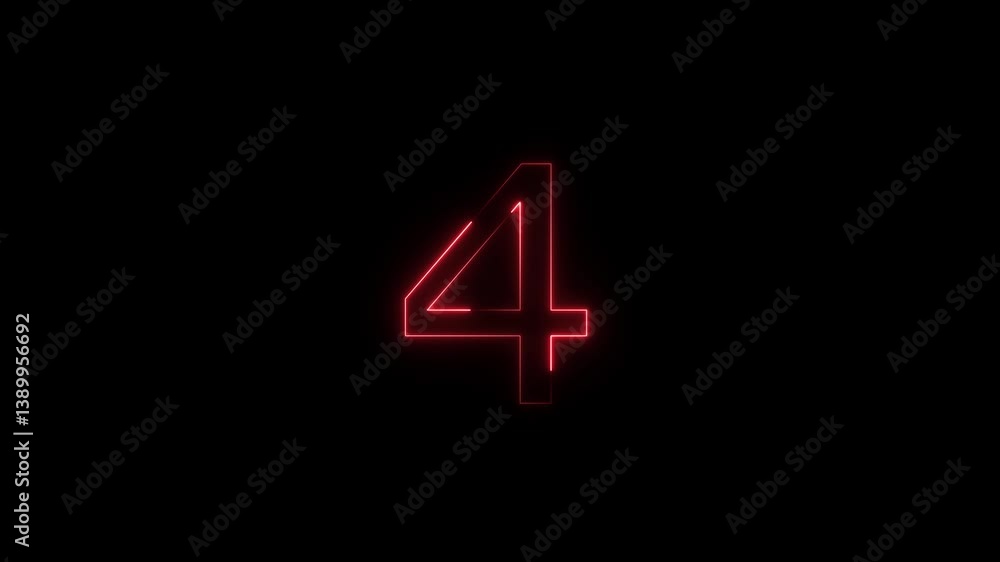 The striking neon 4 text icon animation glowing letters with dynamic color transitions. Energetic effect in neon glow on black background. HD 4k motion video concept light style. The striking neon 4 text icon animation glowing letters with dynamic color transitions. Energetic effect in neon glow on black background. HD 4k motion video concept light style.