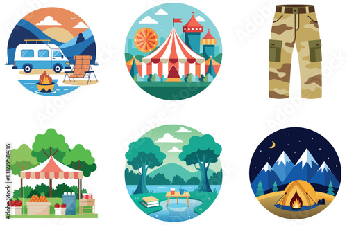 Camping Feast. A Bundle of Grilled and Savory Collection Stickers