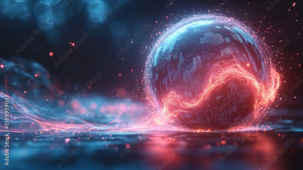 Obraz premium Cybersecurity Global Communication Data Protection Digital Network Technology Information Visualization