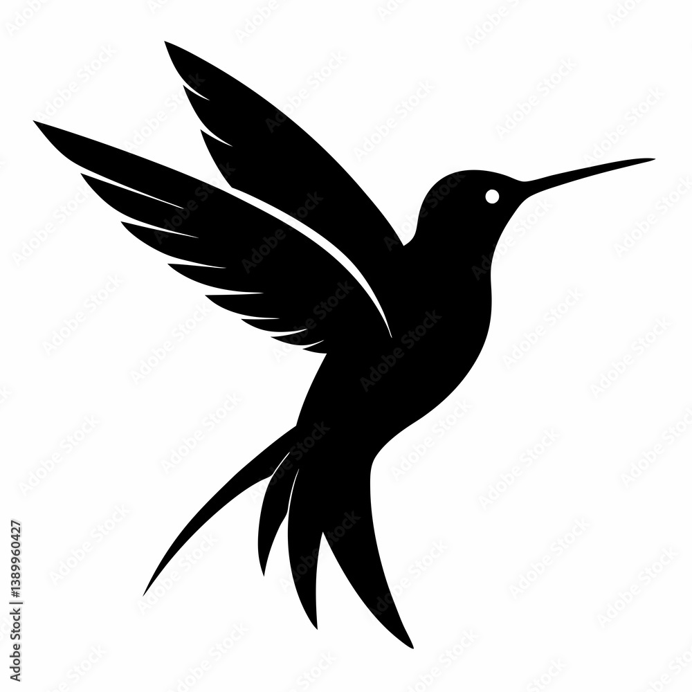 Fototapeta premium Stylized Black Hummingbird Vector
