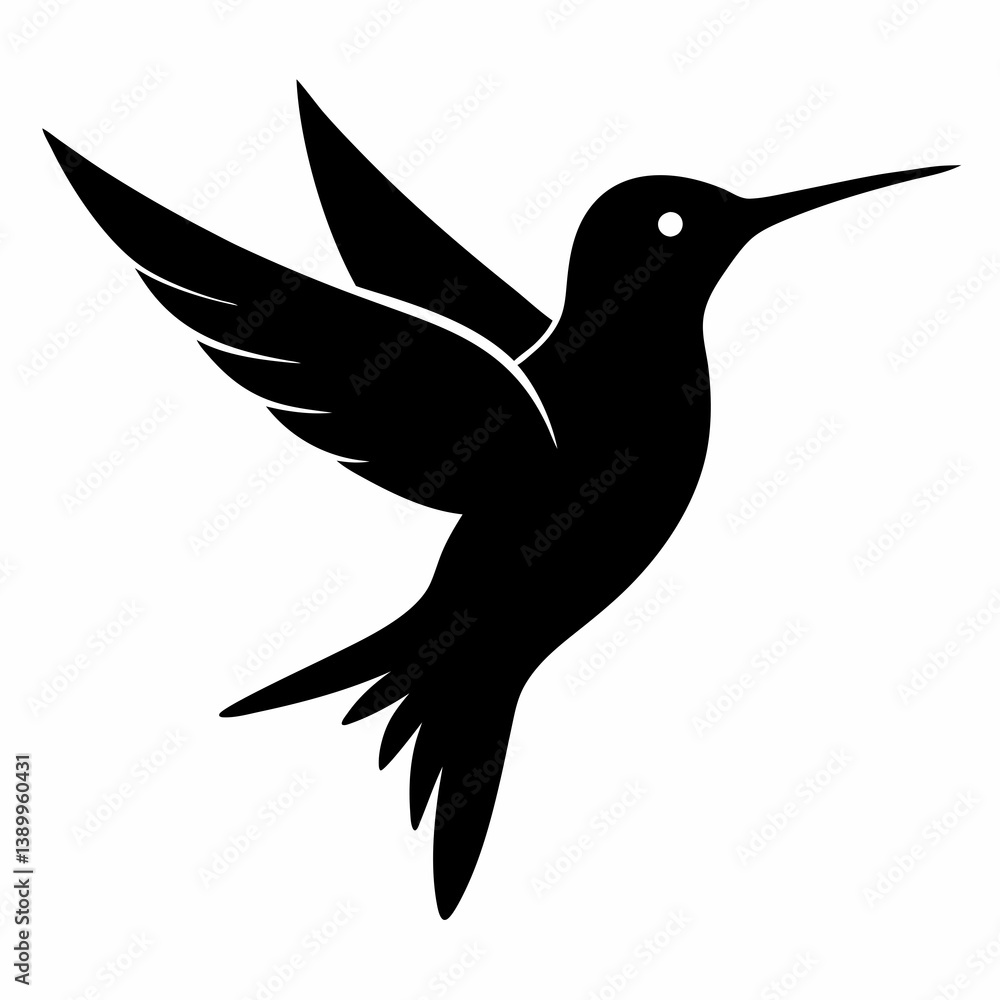 Obraz premium Stylized Black Hummingbird Vector