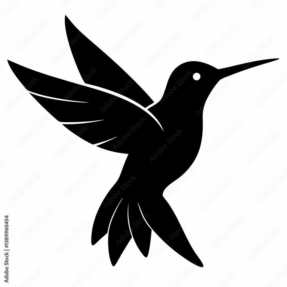 Obraz premium Stylized Black Hummingbird Vector