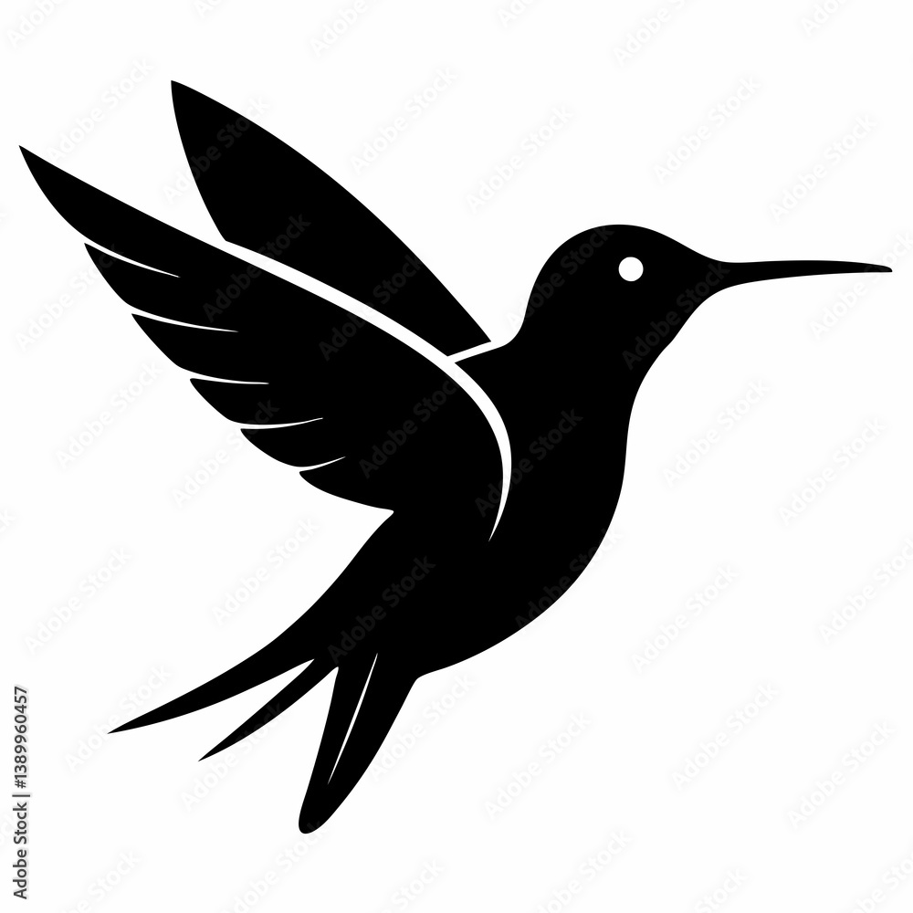 Obraz premium Stylized Black Hummingbird Vector