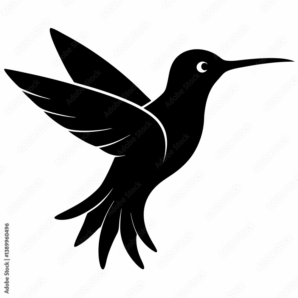 Obraz premium Stylized Black Hummingbird Vector