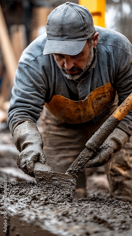 A construction worker is using tools for building a structure A construction worker is using tools for building a structure