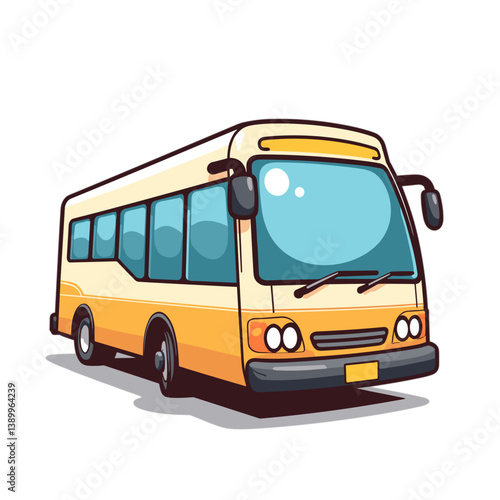 cartoon bus illustration in cheerful colors against white background  