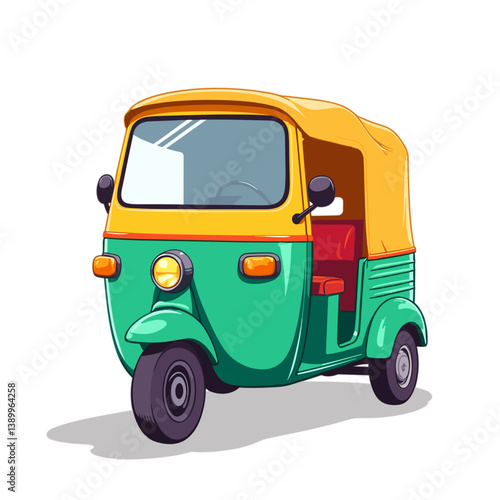 colorful tuk-tuk vehicle illustration on a white background  