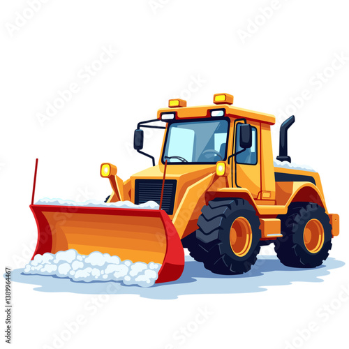 Cartoon snowplow clearing snow in vibrant colors  