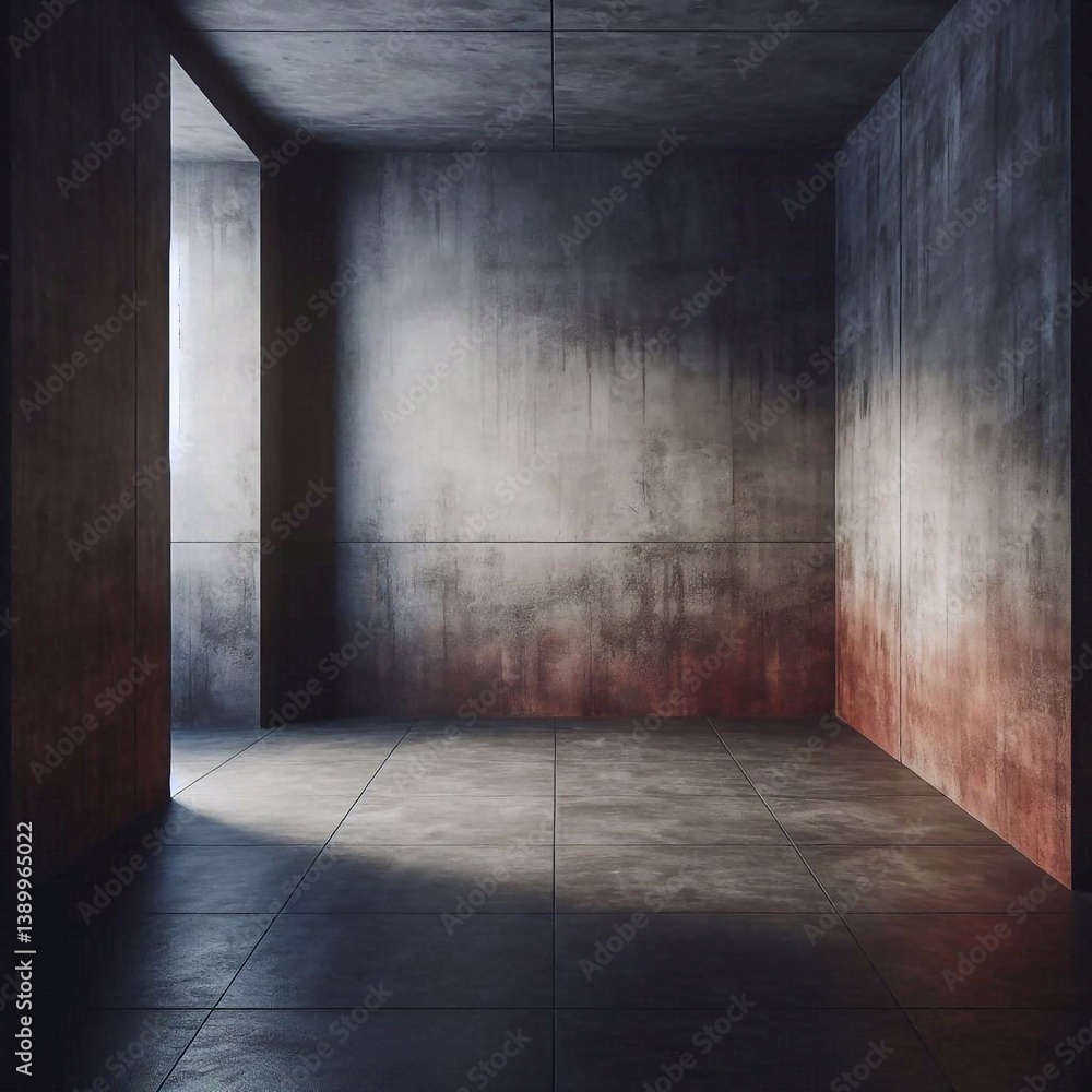 Empty concrete room concept. AI generated illustration