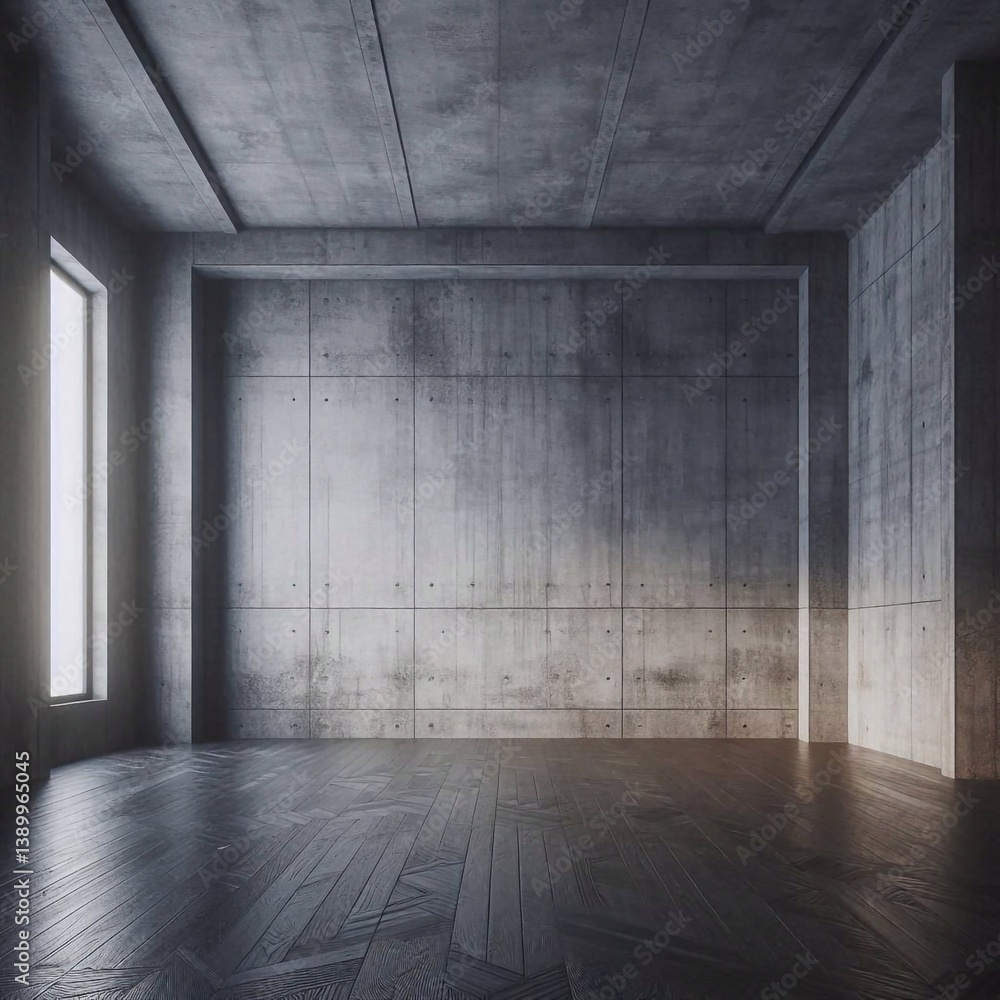 Empty concrete room concept. AI generated illustration