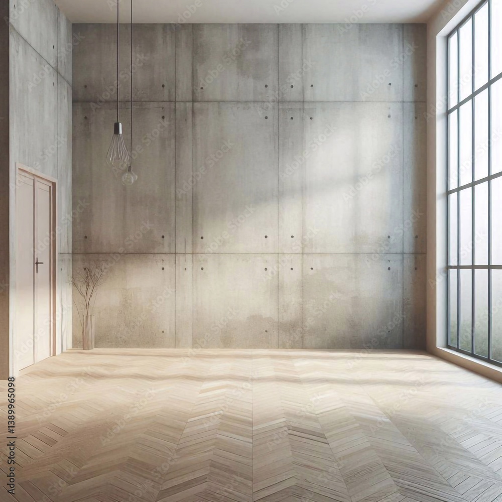 Empty concrete room concept. AI generated illustration