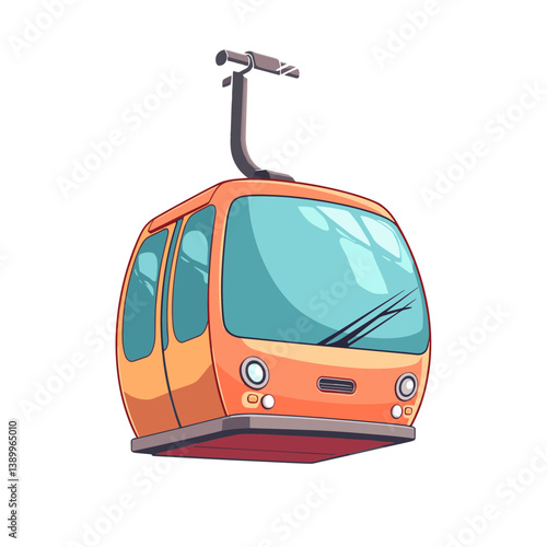 Cartoon cable car in vibrant orange color  