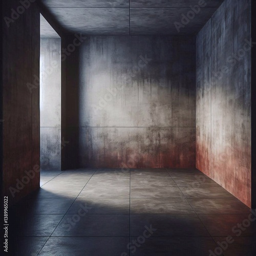 Obraz na płótnie Empty concrete room concept. AI generated illustration w salonie