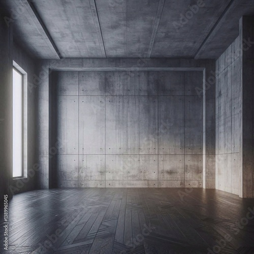 Obraz na płótnie Empty concrete room concept. AI generated illustration w salonie