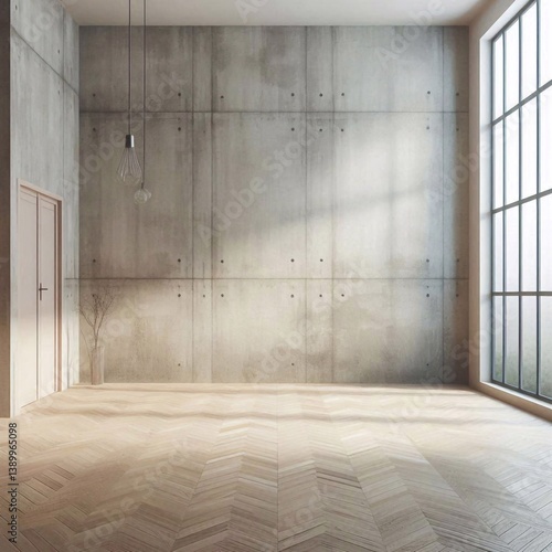 Obraz na płótnie Empty concrete room concept. AI generated illustration w salonie