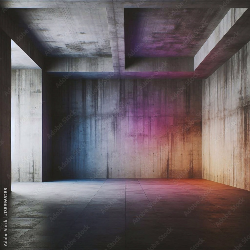 Empty concrete room concept. AI generated illustration