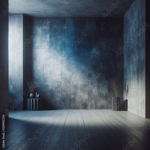 Empty concrete room concept. AI generated illustration