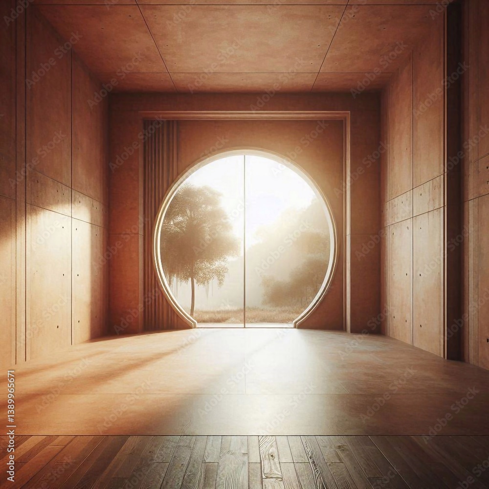 Empty concrete room concept. AI generated illustration