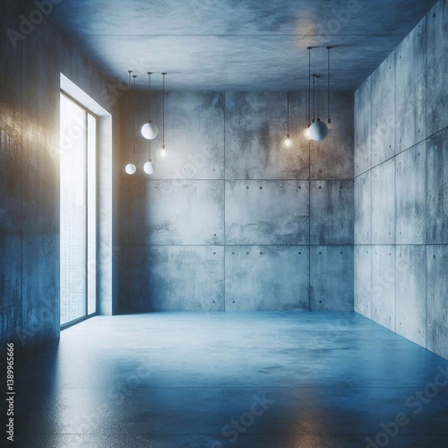 Empty concrete room concept. AI generated illustration