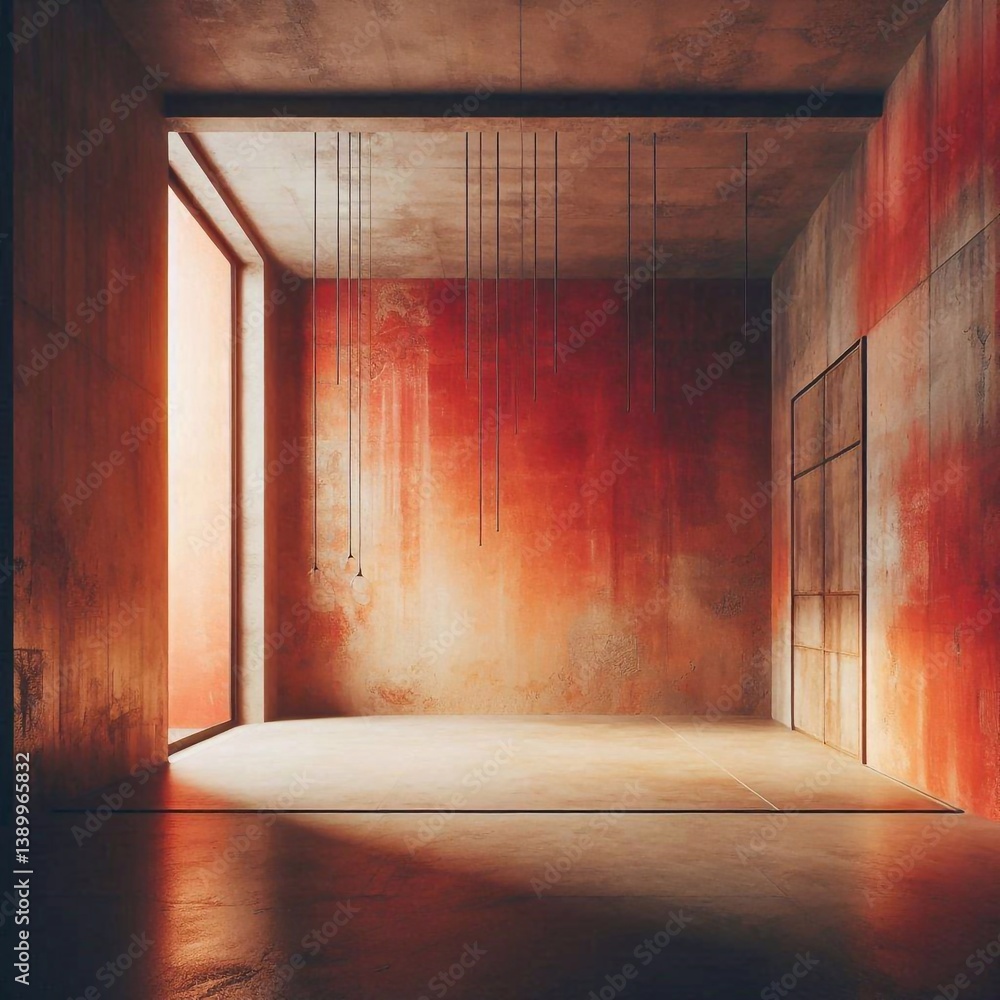 Empty concrete room concept. AI generated illustration