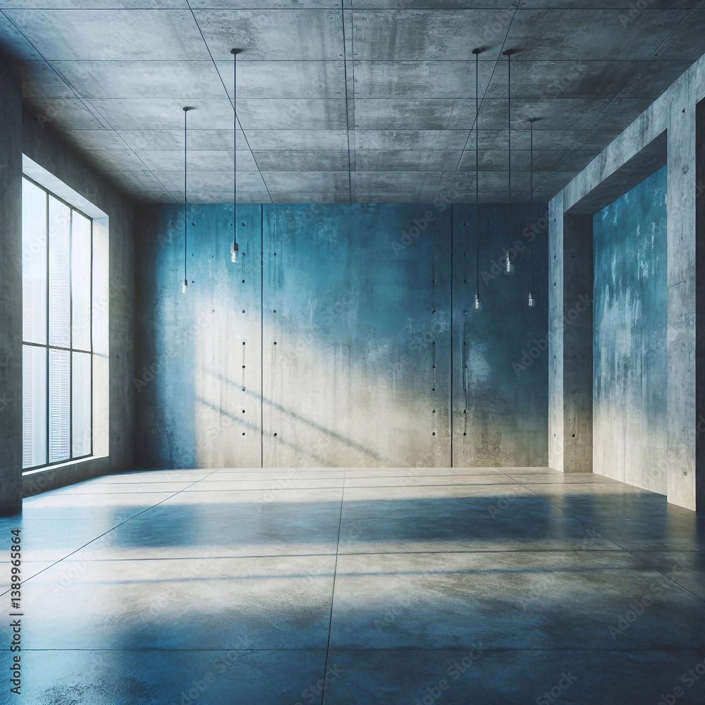 Empty concrete room concept. AI generated illustration