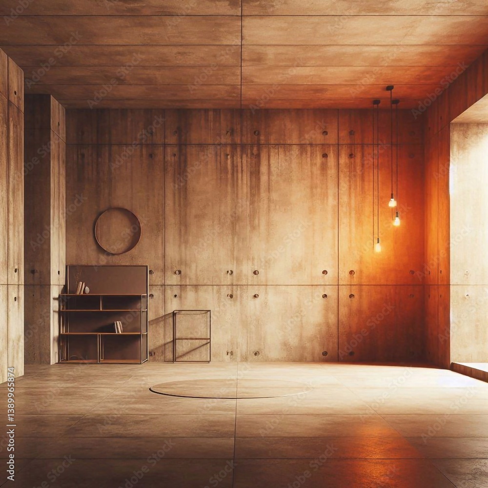 Empty concrete room concept. AI generated illustration