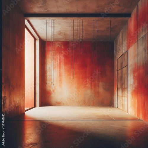Empty concrete room concept. AI generated illustration