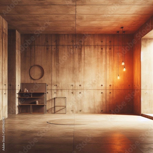 Obraz na płótnie Empty concrete room concept. AI generated illustration w salonie