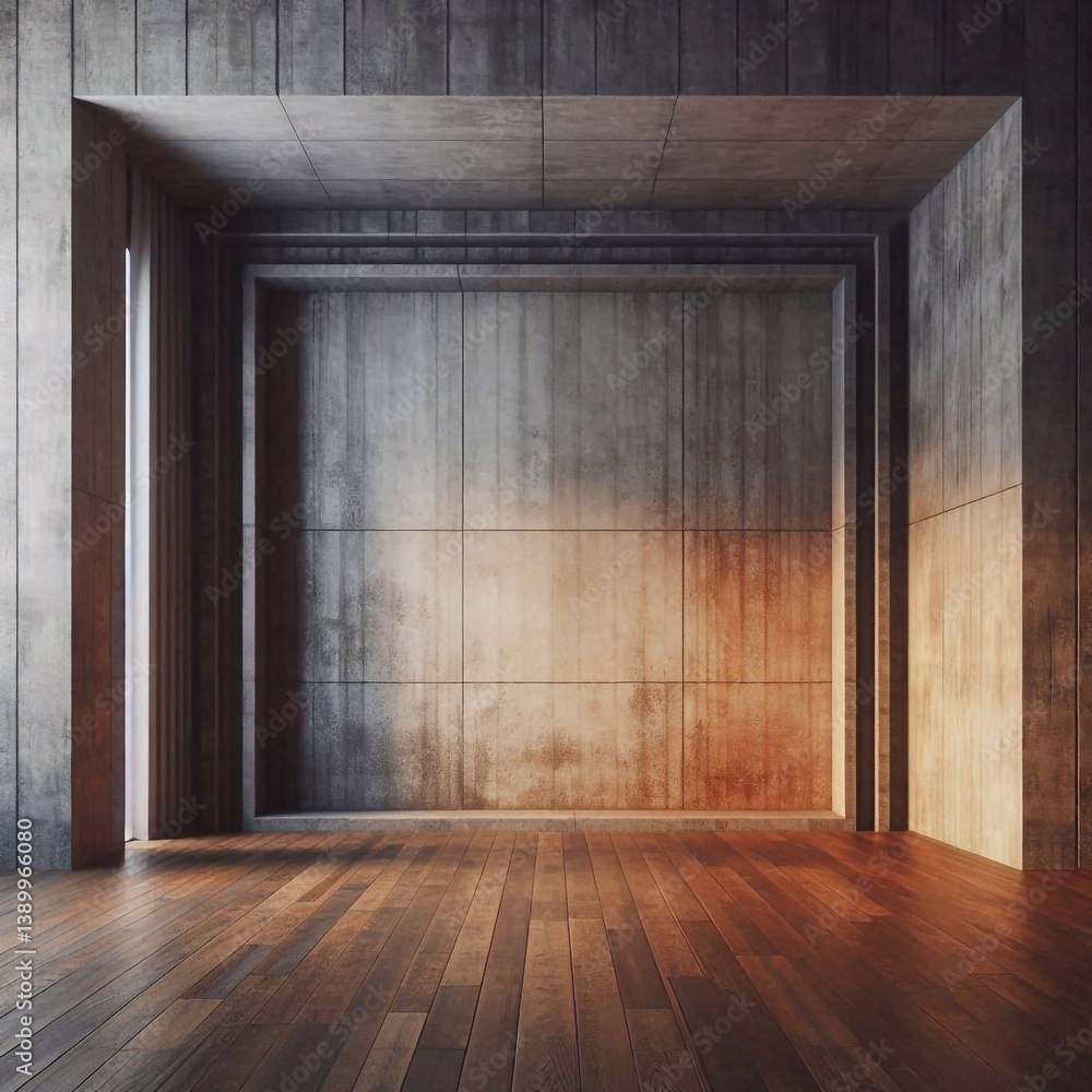 Empty concrete room concept. AI generated illustration