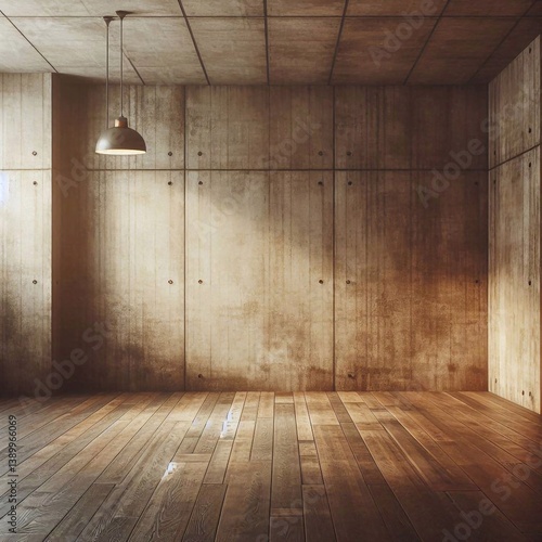 Empty concrete room concept. AI generated illustration