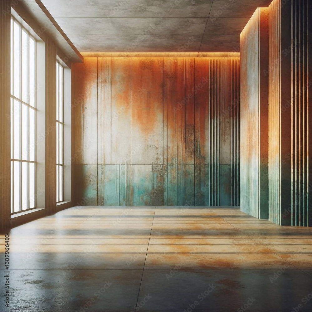 Empty concrete room concept. AI generated illustration