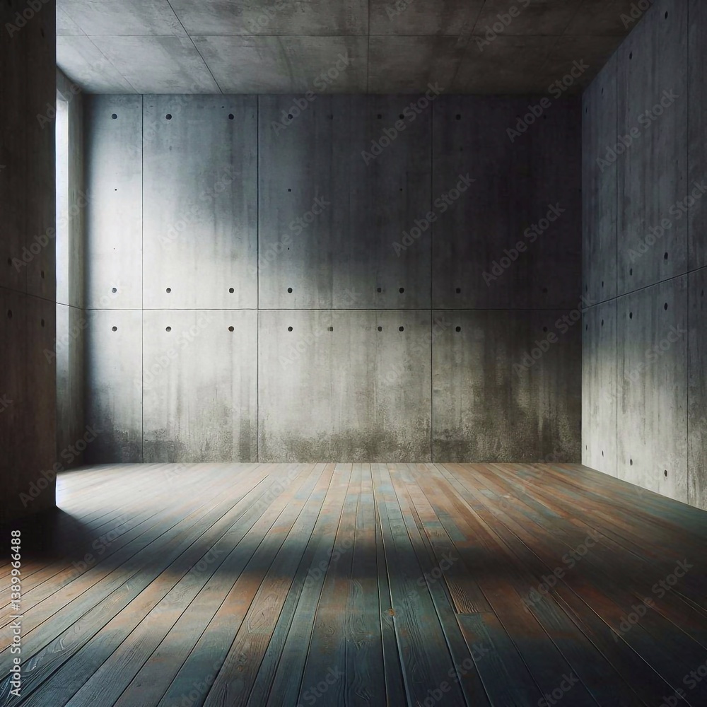 Empty concrete room concept. AI generated illustration