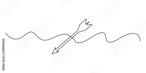 Continuous one line drawing of hunter arrow icon. Hunter arrow continuous line icon. Vector illustration