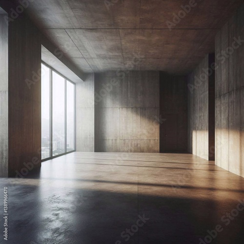 Obraz na płótnie Empty concrete room concept. AI generated illustration w salonie