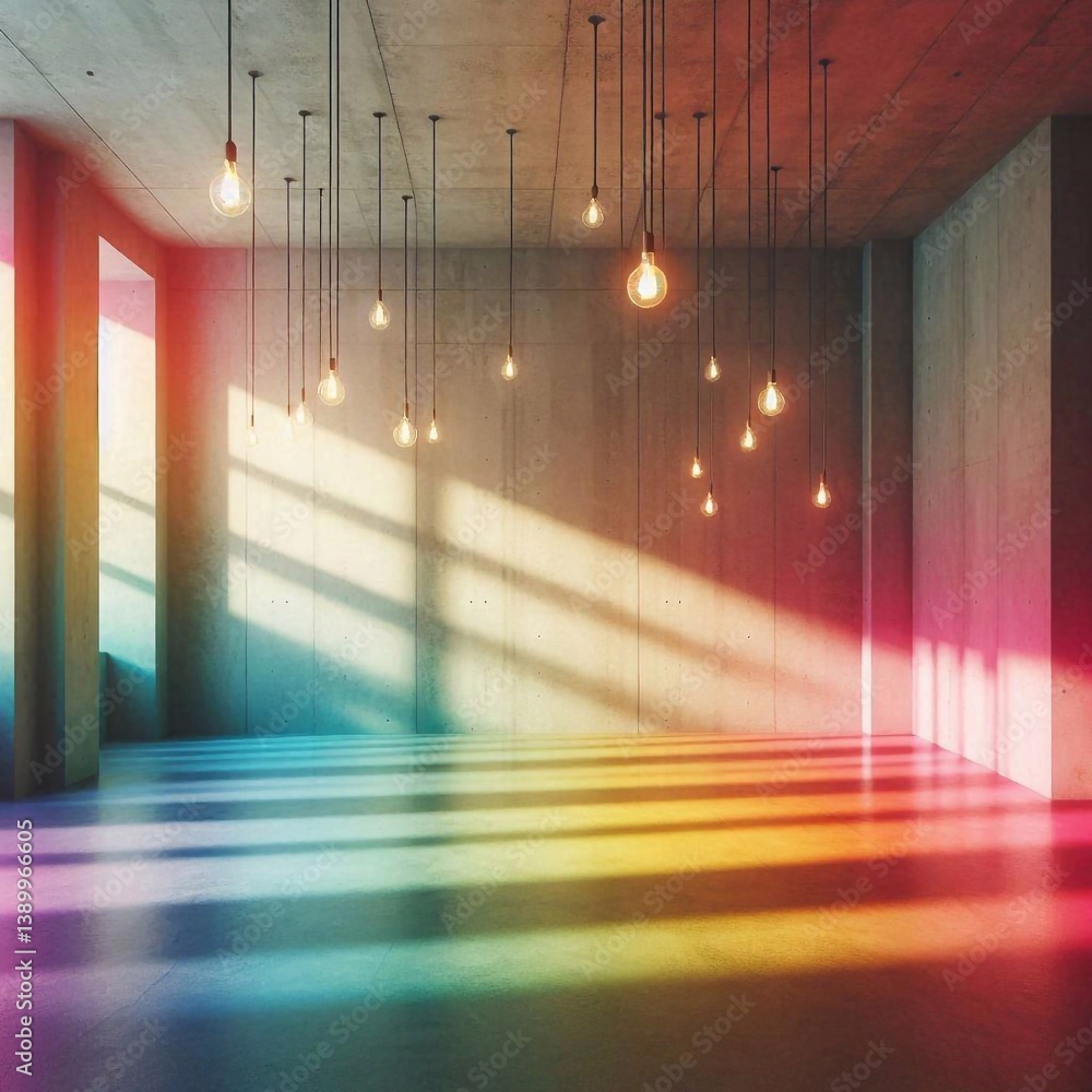 Empty concrete room concept. AI generated illustration