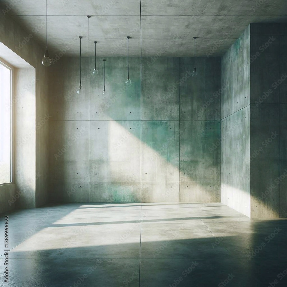 Empty concrete room concept. AI generated illustration