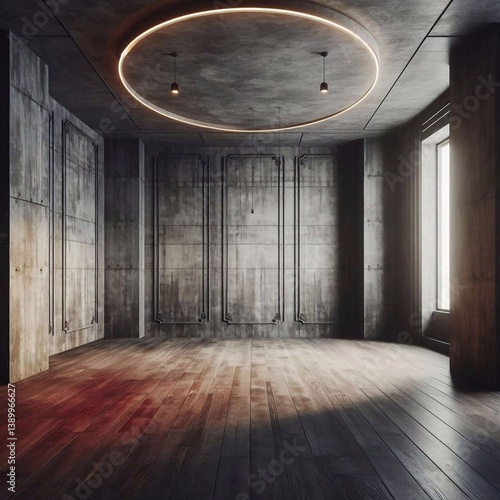 Obraz na płótnie Empty concrete room concept. AI generated illustration w salonie