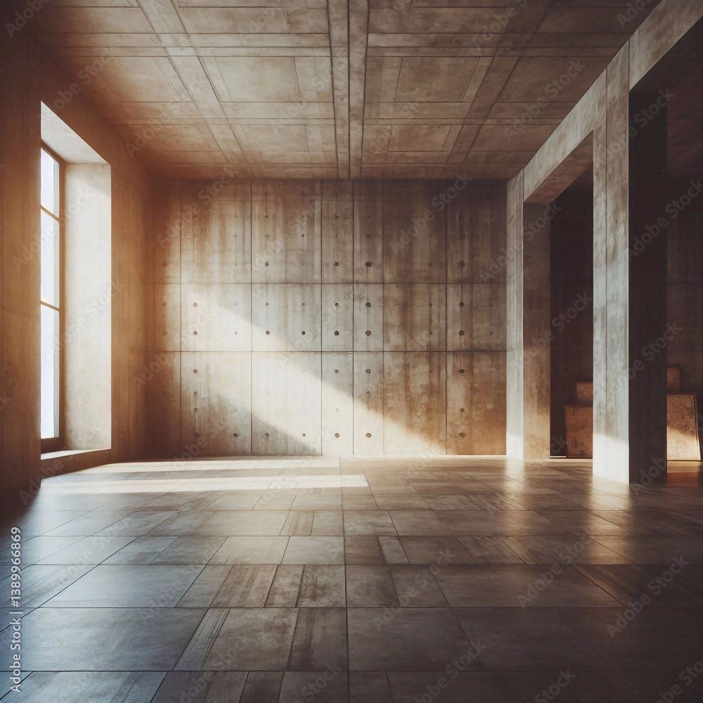 Empty concrete room concept. AI generated illustration