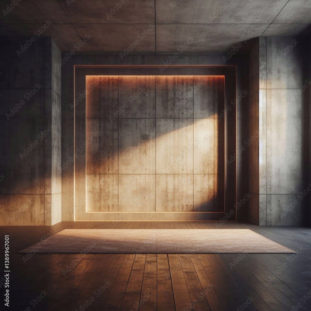 Empty concrete room concept. AI generated illustration