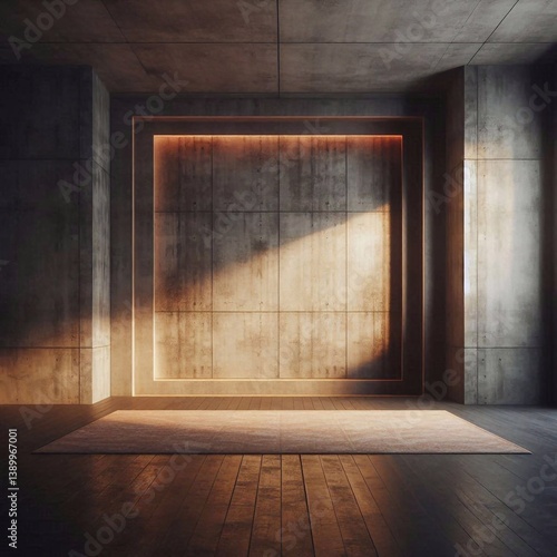 Obraz na płótnie Empty concrete room concept. AI generated illustration w salonie