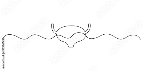 Urinary bladder continuous single line art style vector illustration