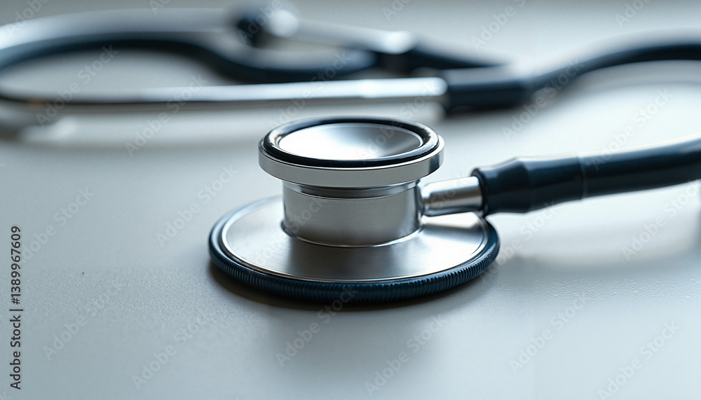 Medical stethoscope on a surface with blurred background Medical stethoscope on a surface with blurred background