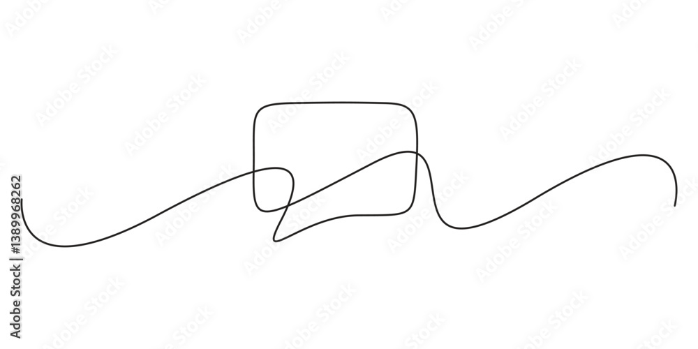 Obraz premium Continuous one line drawing of speech bubble. One line drawing background. Linear drawing of a speech bubble. Doodle hand drawn graphic illustration