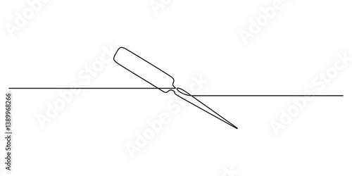 Sewing seam ripper glyph icon continuous one line drawing. Single line art sewing seam ripper. Doodle hand drawn vector illustration