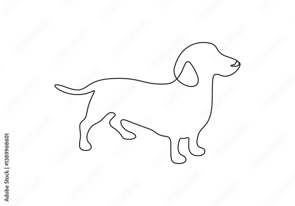 A dachshund dog continuous one line drawing. Single line art dachshund dog. Vector illustration A dachshund dog continuous one line drawing. Single line art dachshund dog. Vector illustration