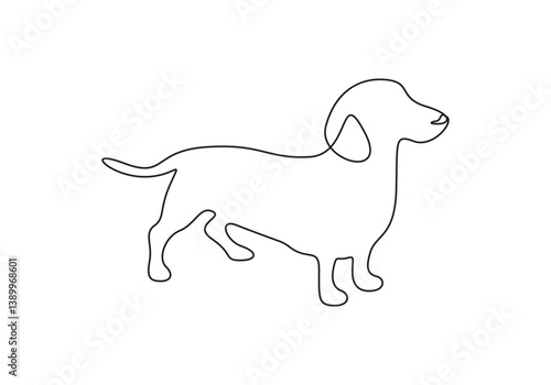 A dachshund dog continuous one line drawing. Single line art dachshund dog. Vector illustration
