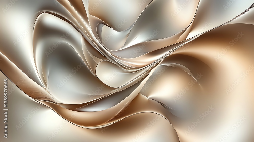 Fototapeta premium Fluidlike 3D organic shapes with a metallic gradient, surreal and artistic composition