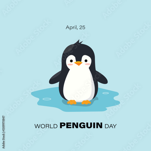 Minimalistic Vector Illustration of World Penguin Day suitable for Print or Social Media Post